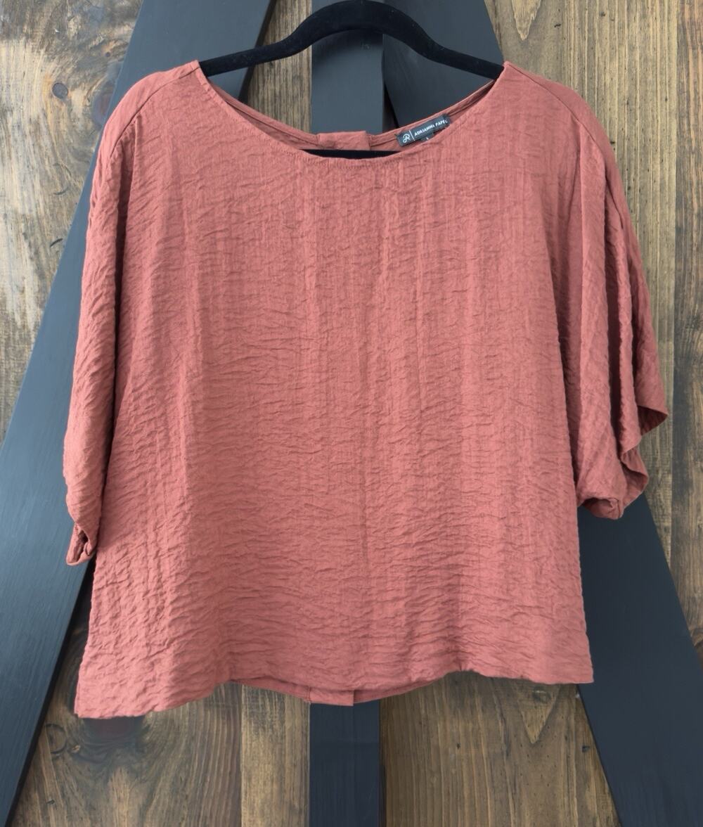 Adrianna Papel Terracotta Boxy Button Back Top Size L